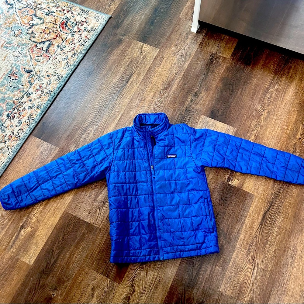 Patagonia Jacket Boys XL Nano Puff Blue Quilted Puffer Full Zip Youth